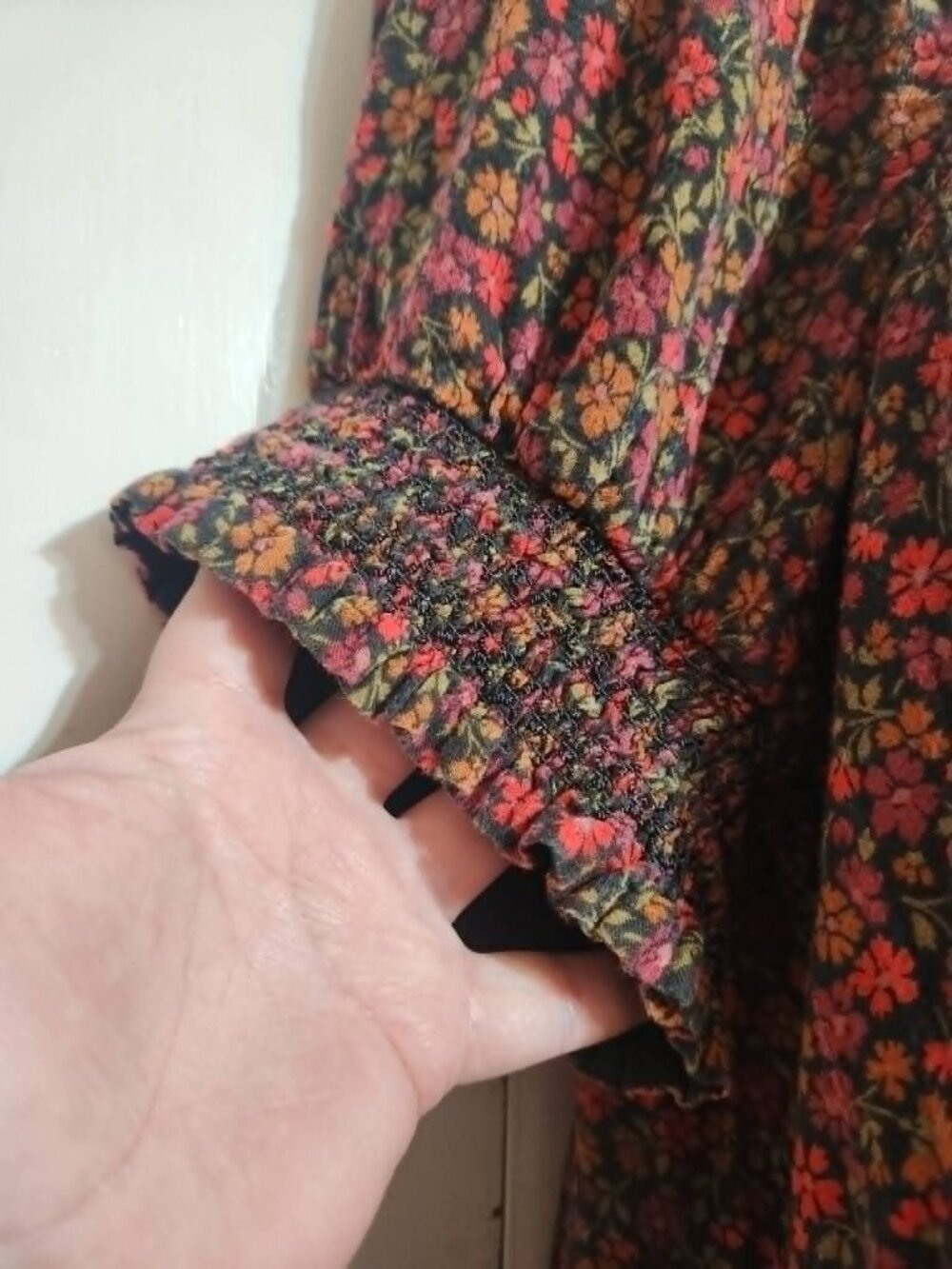 American Eagle Floral Dress XL Smocked Square Neck Pockets Cottagecore Boho - Picture 7 of 10